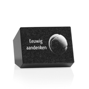 Een granieten blok met een lasergravure van uw eigen foto om uw huisdier te gedenken. Grafdecoratie, gedenksteen huisdier.